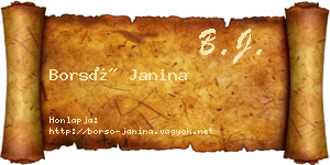Borsó Janina névjegykártya